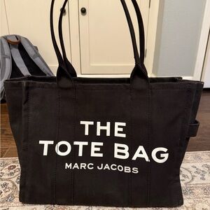 Marc Jacobs Black Tote Bag with Bold Text Design